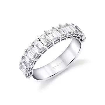 White Gold Emerald Cut Wedding Ring - 2.20 CT