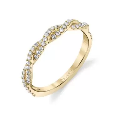 White Gold Round Cut Spiral Diamond Wedding Ring - Ava