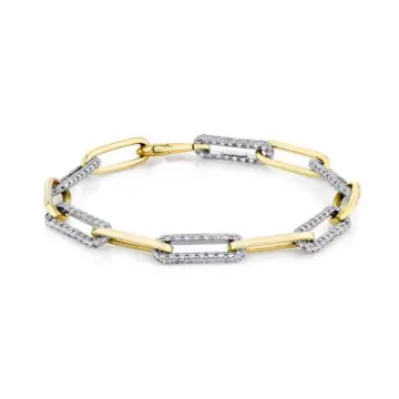 White Gold Two Tone Paperclip Bracelet 3.06 CT