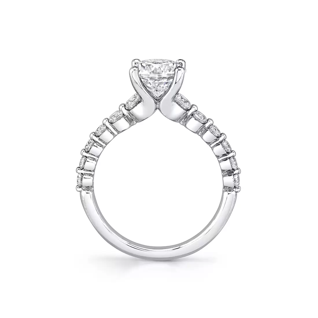 white gold single prong engagement ring profile