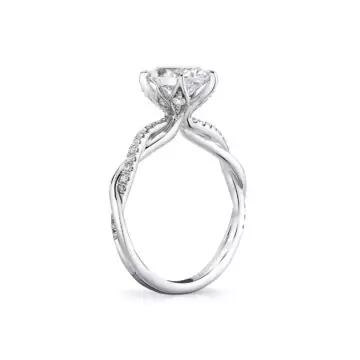 White Gold Tulira Spiral Diamond Petal Prong Engagement Ring - Ione