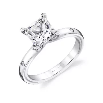 White Gold Iconelle Flush Set Princess Engagement Ring - Elizabeth