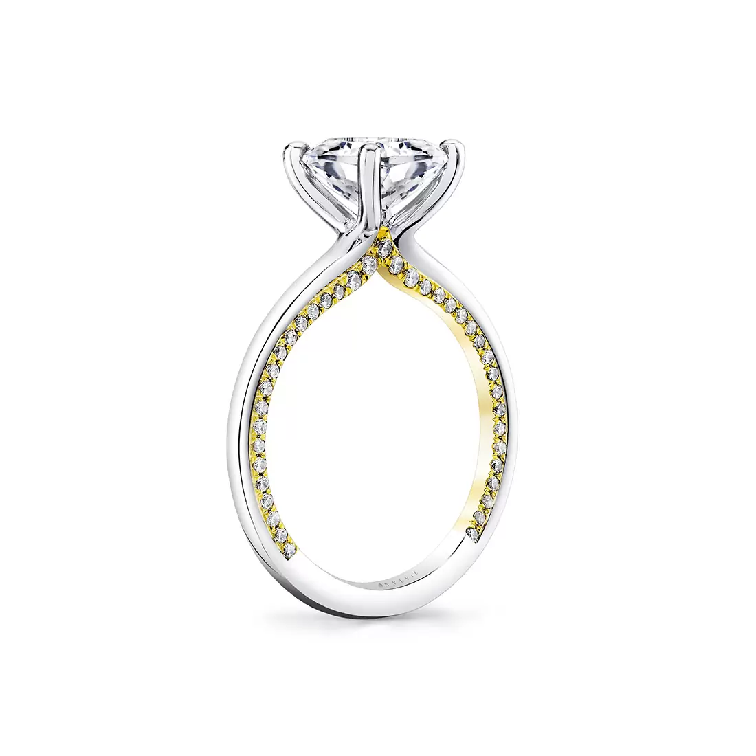 solitaire two tone engagement ring
