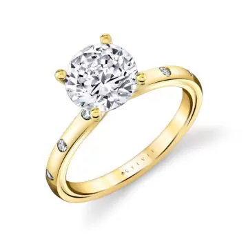 Yellow Gold Iconelle Flush Set Round Engagement Ring - Sedona