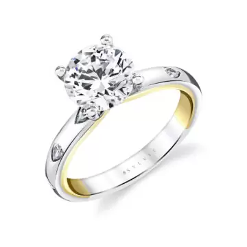 Yellow Gold Iconelle Two Tone Flush Set Pear Engagement Ring - Drew