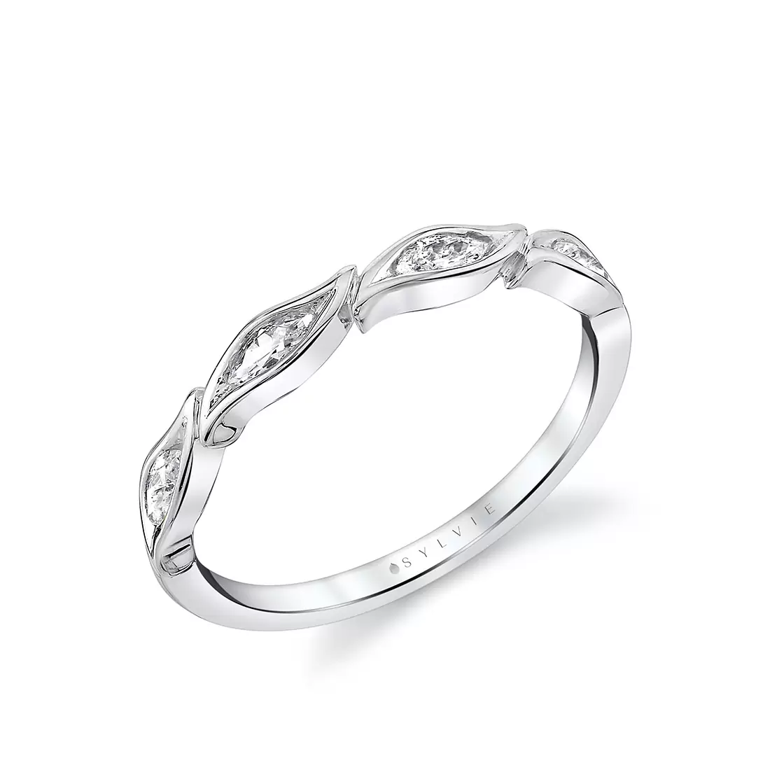 tulira leaf marquise diamond wedding ring in white gold