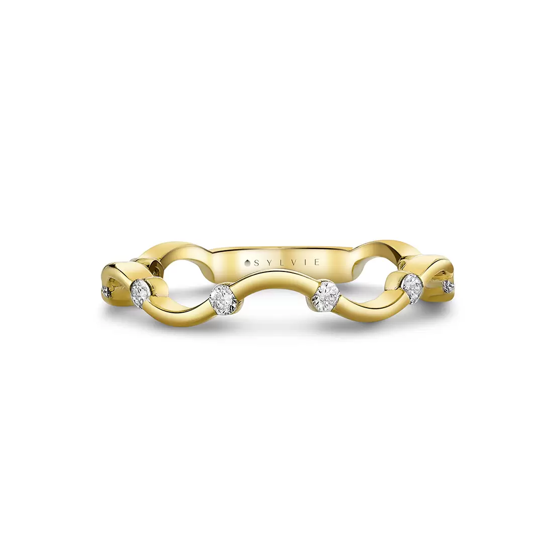 tulira diamond vine wedding ring in yellow gold front angle