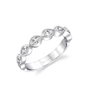 White Gold Marquise Cut Bezel Wedding Ring