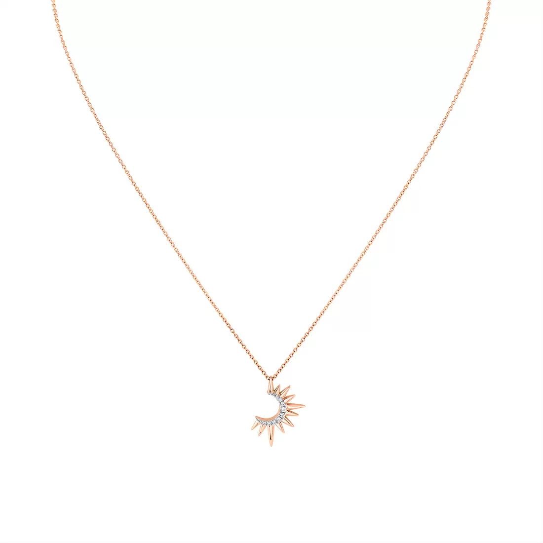 rose gold solaz open sun diamond necklace