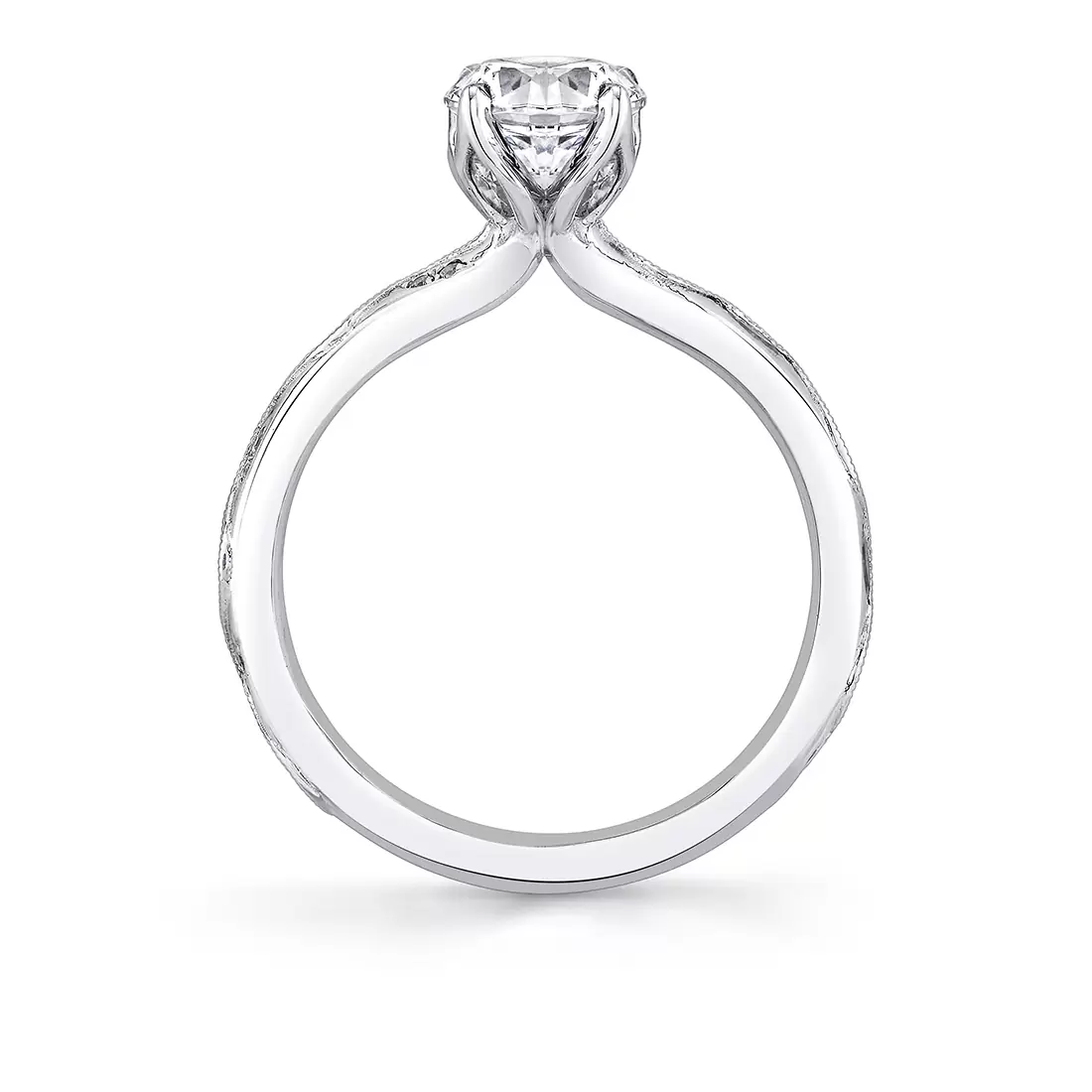 white gold vine inspired engagement ring profile angle