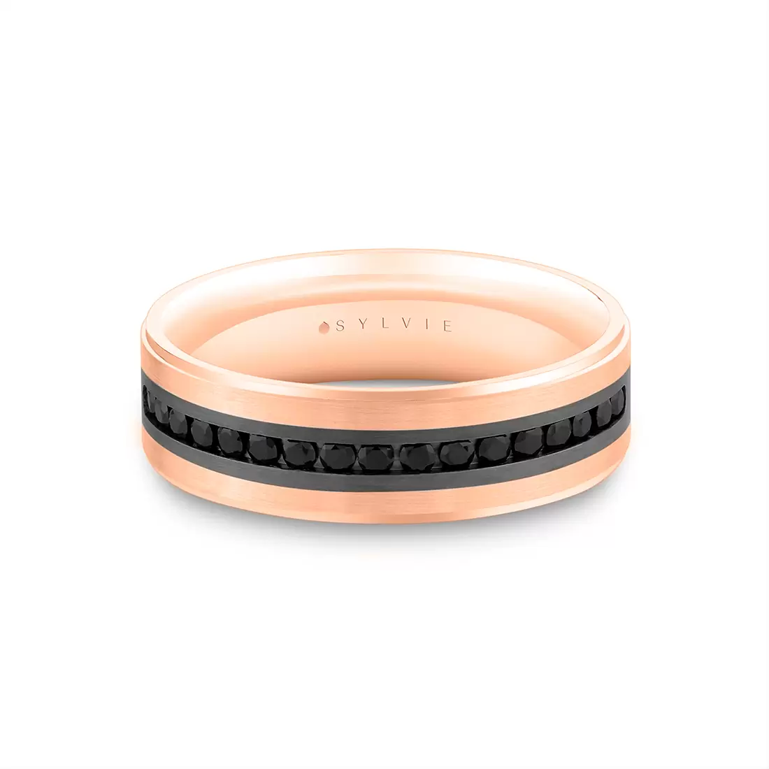 rose gold two tone brushed men's band