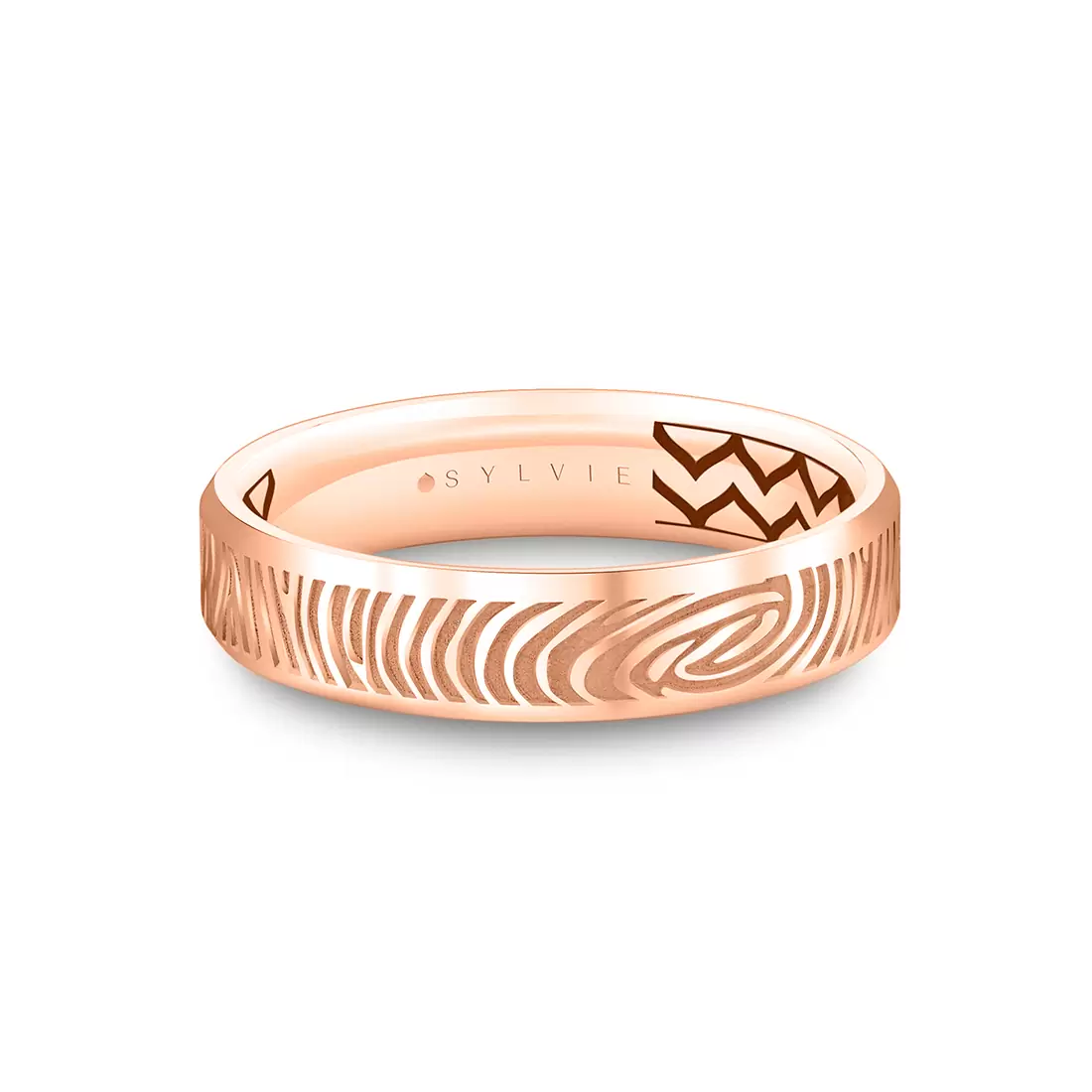 rose gold two tone fingerprint men's band