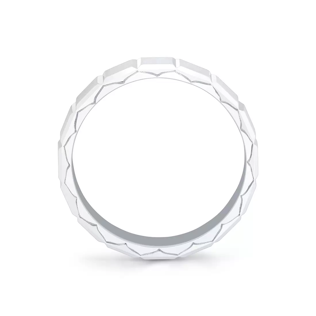 white gold geometric brushed men's band profile angle