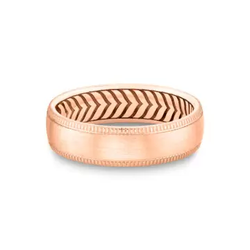 Yellow Gold Shell Apex Brushed Men’s Band with Milgrain Detailing - Edward