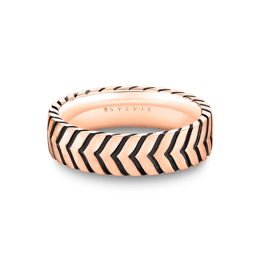 rose gold engraved men's band