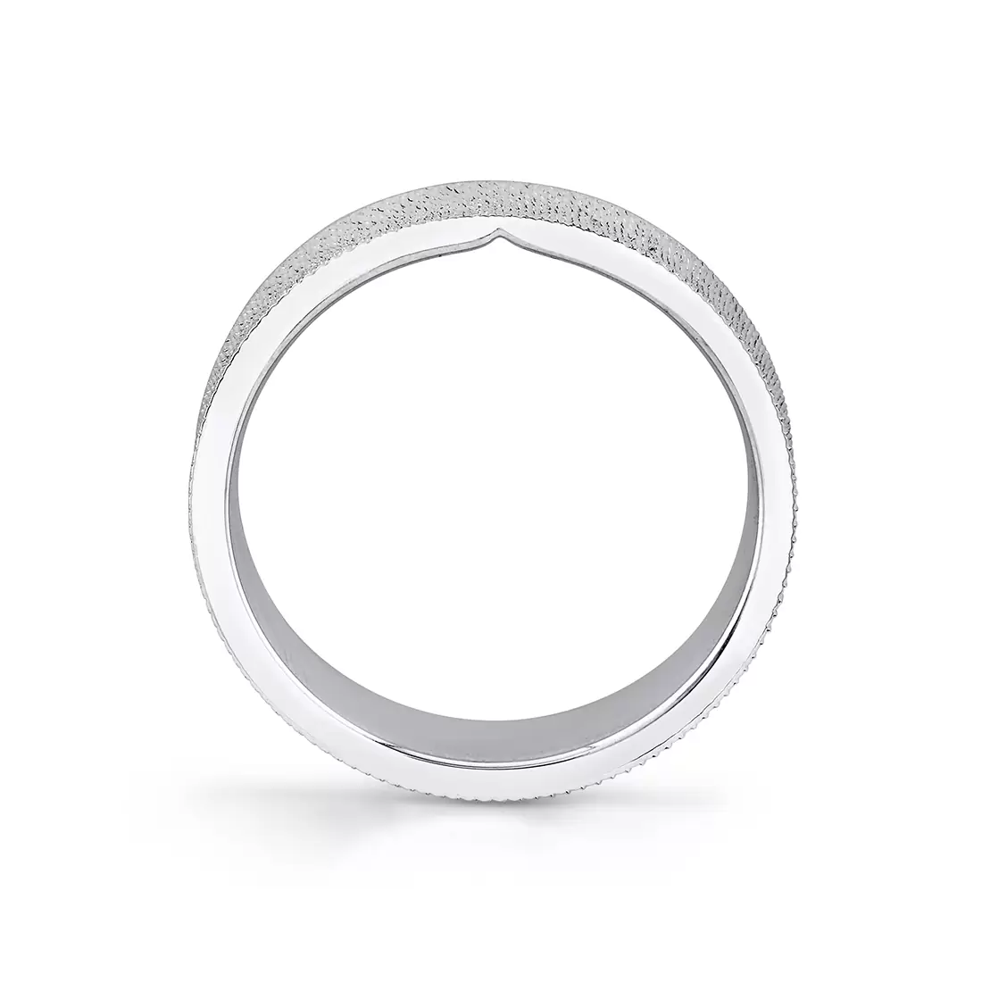 white gold knurled men's band profile angle