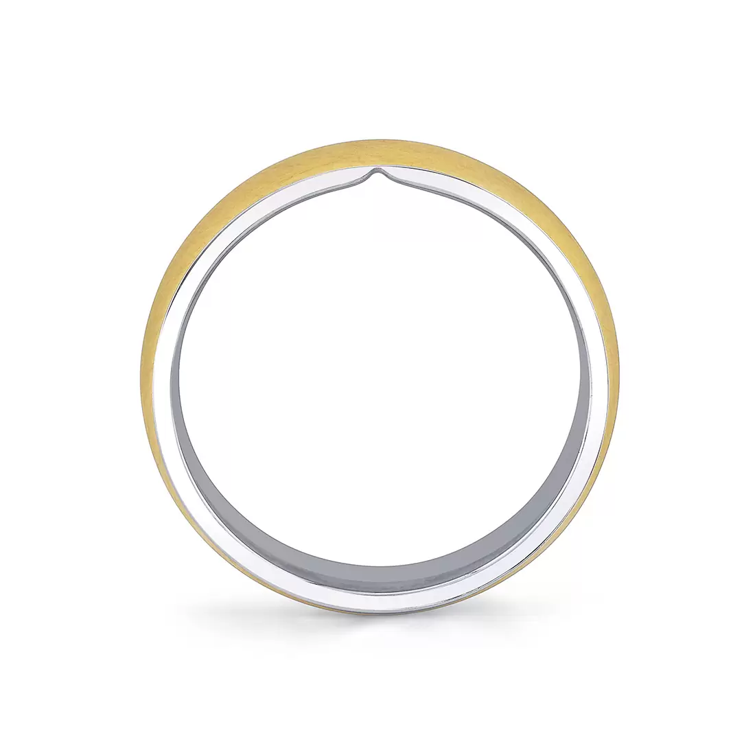 yellow gold two tone brushed men's band profile angle