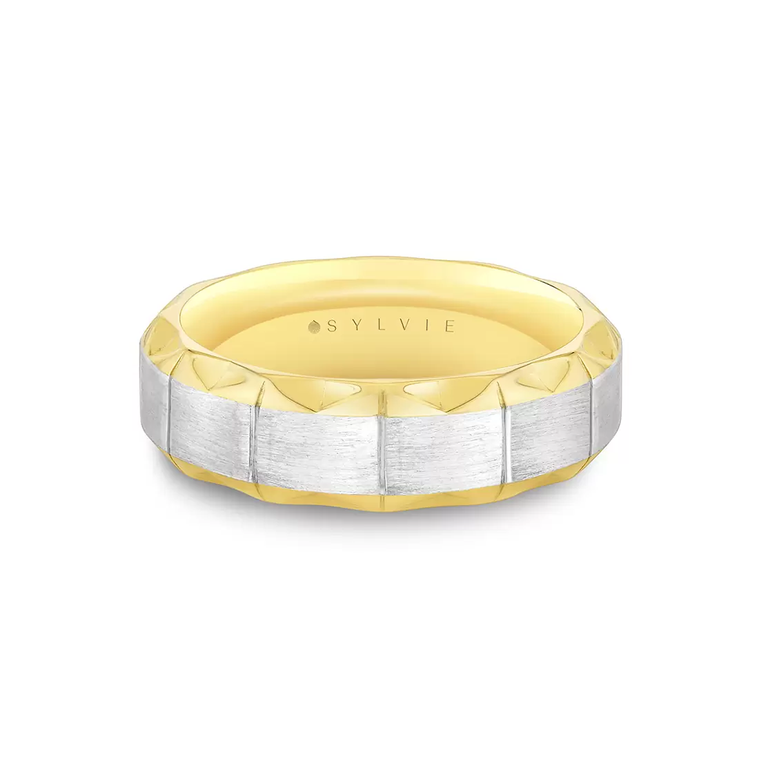 yellow gold two tone brushed men's band