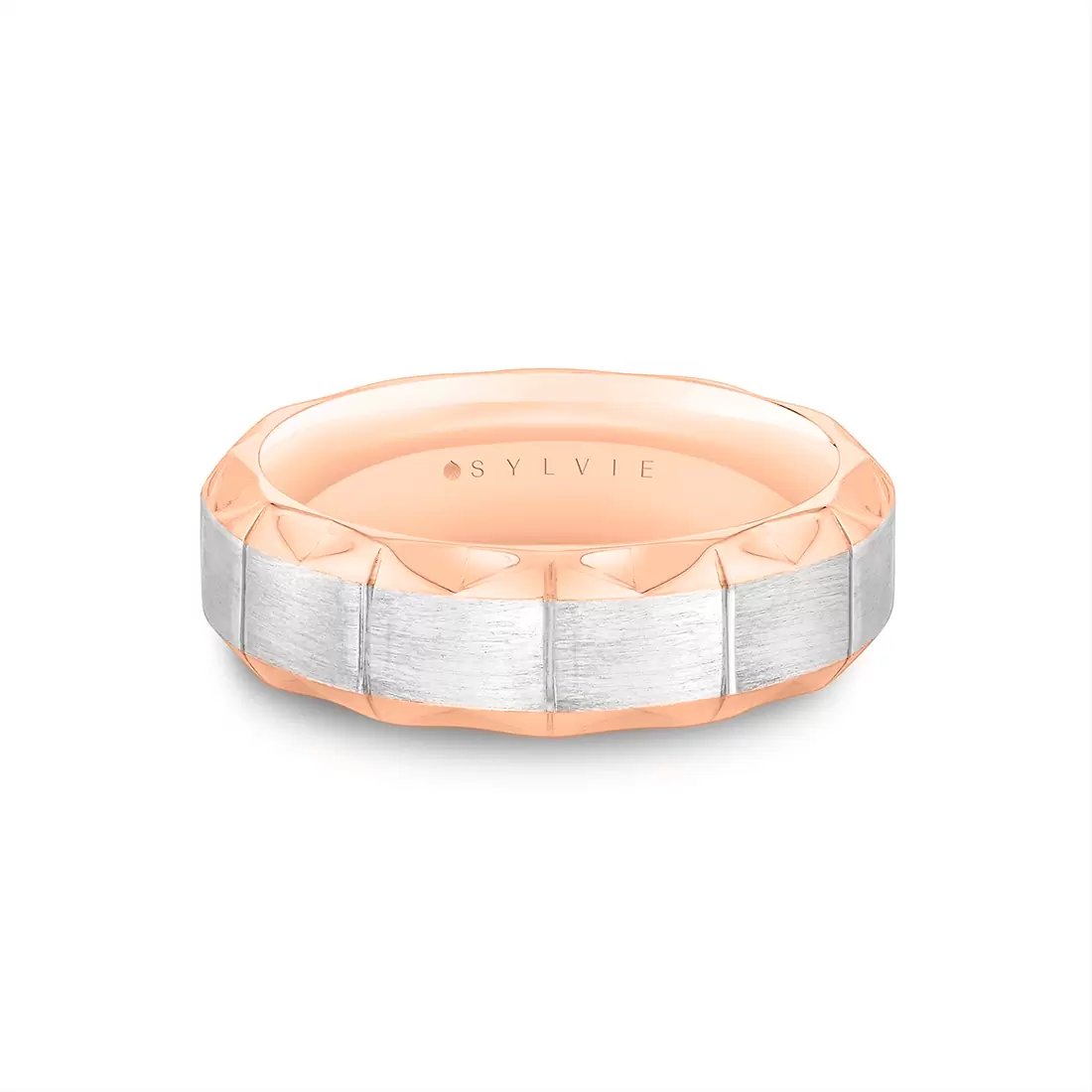 rose gold two tone brushed men's band