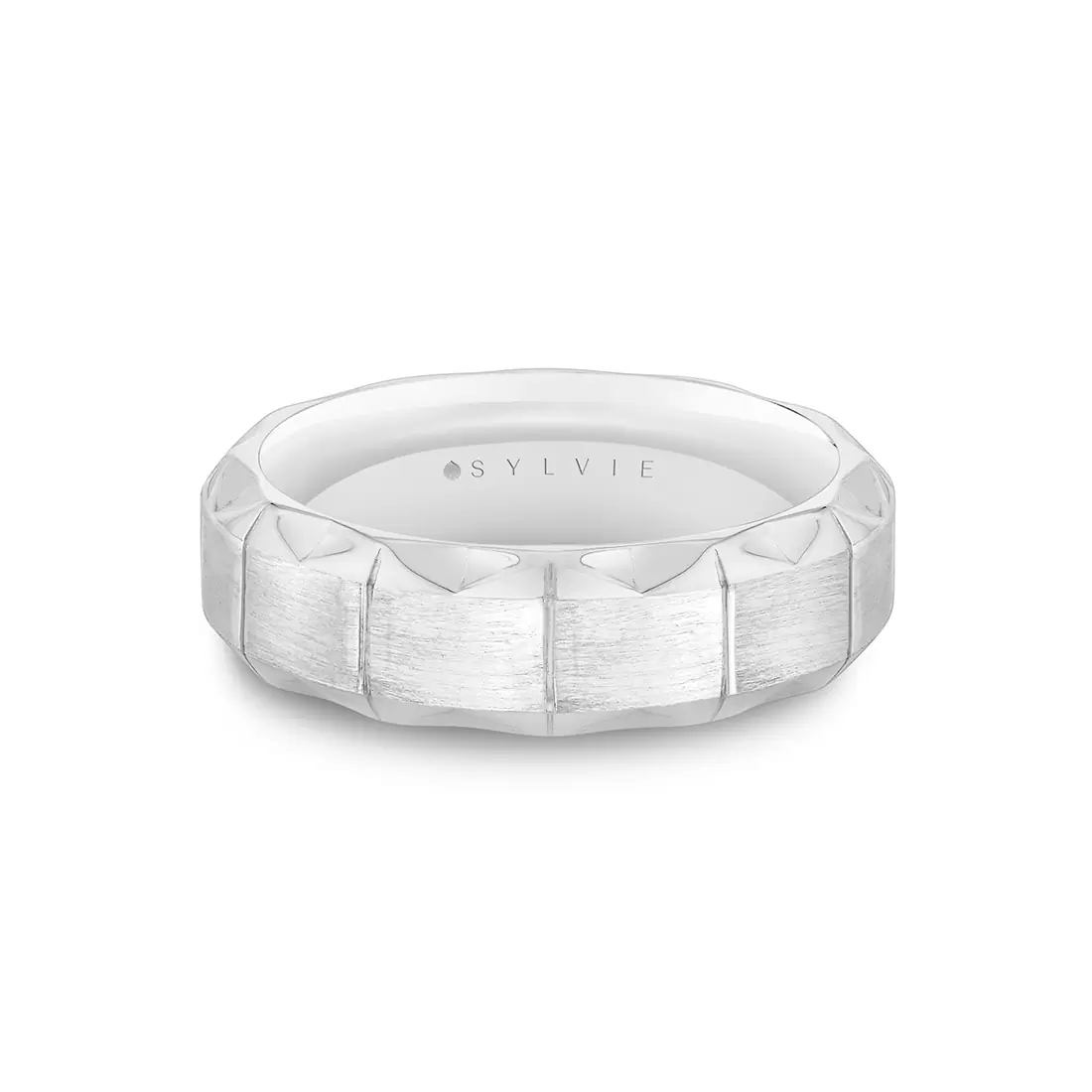 white gold two tone brushed men's band