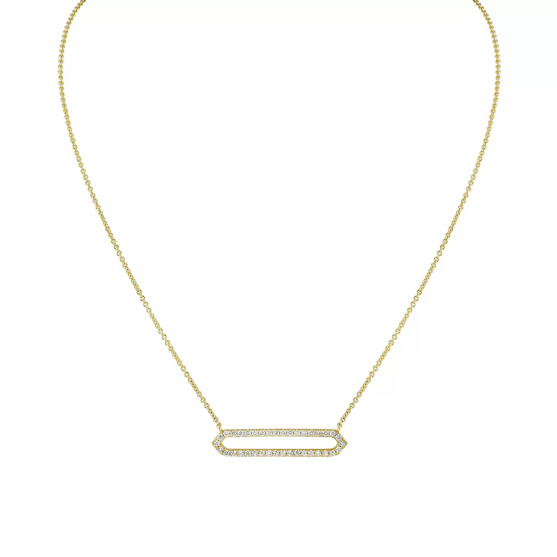 yellow gold open bar diamond necklace