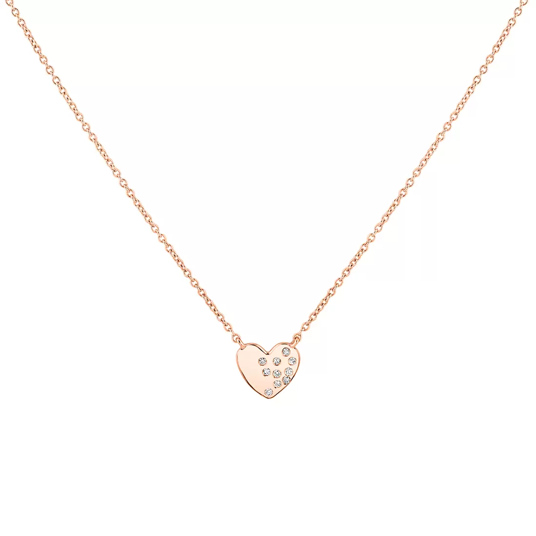 Yellow Gold Éternelle Small Scattered Diamond Heart Necklace