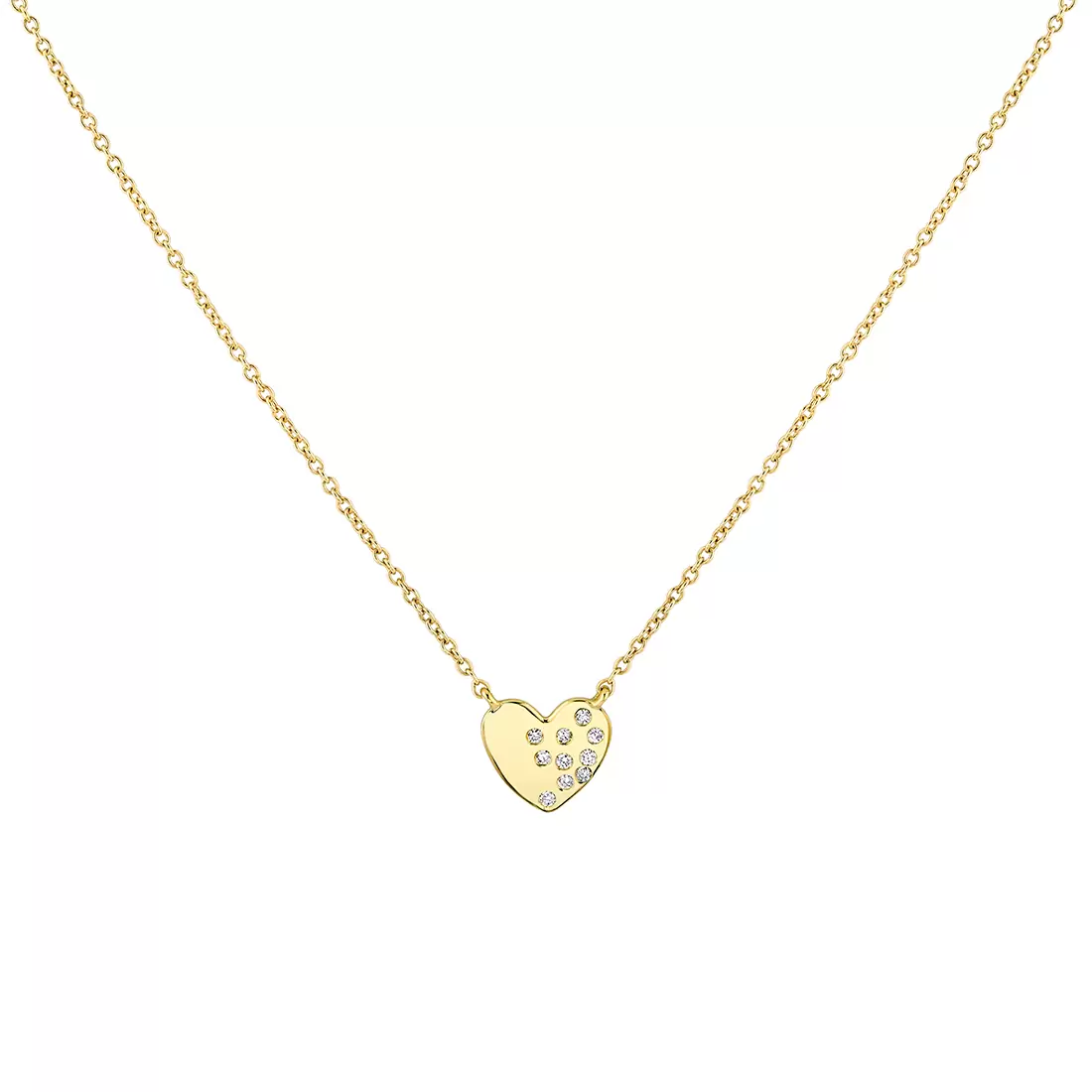 Yellow Gold Éternelle Small Scattered Diamond Heart Necklace